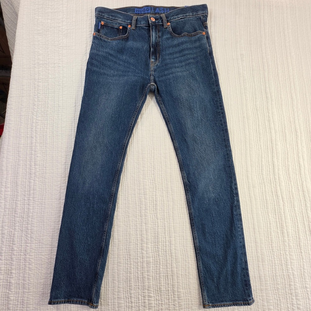 HUGO Boss Ash Slim Fit Dark Wash Stretch Denim Jeans Mens Size 32x32 NWT